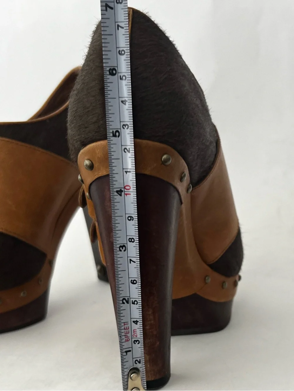 UGG Dark Brown and Tan Buckle Platform Heels